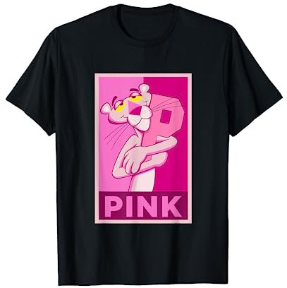 The Pink Panther T-Shirt Rose Panthère rose étreignant la lettre P T-Shirt Unisex Adulte EU S Petit Classique Manche courte Rose