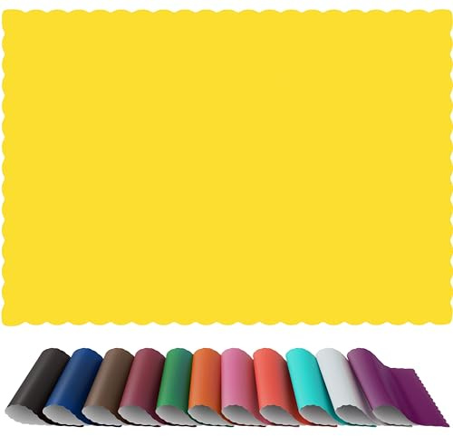 Rupert and Jeoffrey's Trading Co. Paper Placemats - Disposable - Scalloped Edge (Yellow, 50)