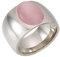 Mesnt Verlobungsring Damen, Edelstahl 15MM breiter Ring mit ovalem Stein für Damen Silber Rosa, Größe 60 (19.1)