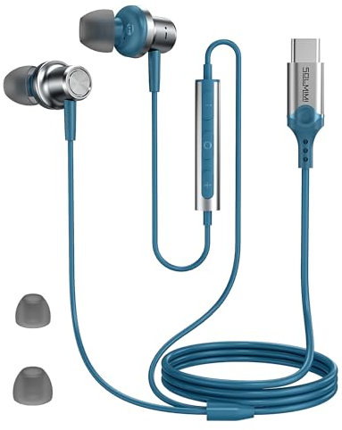 SOLMIMI USB C Kopfhörer für Samsung Galaxy S23 Ultra S22 S21 FE S20 A53 A54 USB Type C Ohrhörer mit Mikrofon In-Ear Kopfhörer mit Kabel für iPad Pro 2022 iPad Air 5/4/Mini 6, Pixel 7 - Türkisgrün