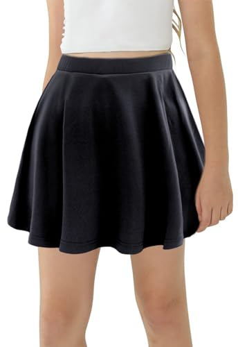SEAUR Kinder Mädchen Rock mit Hose Drunter Sport Faltenrock Skater Rock Basic Solid Minirock Tennis Golf Plissee Röcke Süß Sportrock 120-130