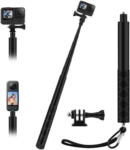 Wiseten 150CM Bastone Selfie Stick per GoPro Insta360, Allungabile Selfie Vlog Maniglia Portatile Fotocamera Accessori per GoPro Hero 13 12 11 10 9 8 Black insta360 X5 X4 X3 DJI Osmo Action 5 Pro