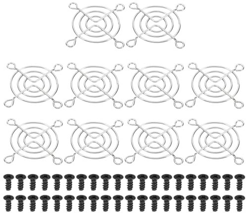 PATIKIL 50mm Fan Grill with Screws, 10 Pack Chrome Plated Iron Frame Ventilator Grill Protector Mesh Dustproof Case Cover for Computer PC, Silver Tone
