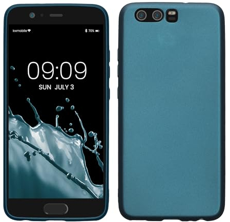 kwmobile Case kompatibel mit Huawei P10 Hülle - Schutzhülle aus Silikon metallisch schimmernd - Handyhülle Metallic Karibikblau