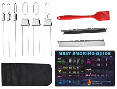 Brochetas de metal para parrilla | Brochetas para asar | Palitos de metal para kebab | Juego de brochetas de carne de acero inoxidable para parrilla de barbacoa, brochetas de pollo para asar, brocheta