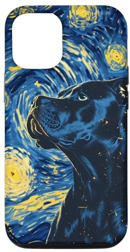 Hülle für iPhone 14 Pro Pitbulls Deeply Hued Dog Van Gogh Sternennacht