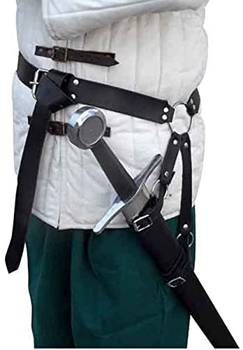 Cachorro Medieval Sword Holder, Halloween Knight Leather Sheath Scabbard Frog, Renaissance Waist Belt Holster Case, Assassin Warrior Costume Cosplay Accessories Pirate,Black