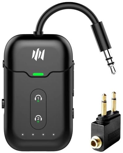 Airplane - Adaptador de transmisor Bluetooth 5.4, compatible con 2 AirPods/Auriculares Receptor Transmisor Bluetooth 2 en 1 con aptX baja latencia, adaptador inalámbrico para vuelo, TV, gimnasio