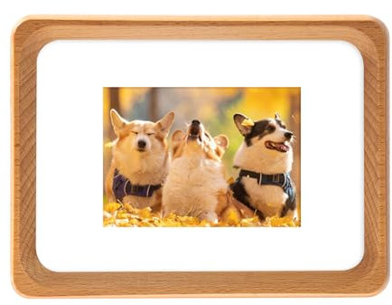 Kattepote Kleines Bilderrahmen 9x13 cm für Schreibtischdeko, Holz Fotorahmen 5x3,5 Zoll, Tischfotorahmen aus Natürliches Buchenholz