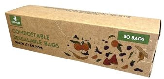 Biofuture Biodegradable Sandwich Bags – Extra Small Compostable Freezer Storage Baggies (17.8 x 6.7 cm) | Double Seal, Leakproof, Resealable | Ideal for Mini Sandwiches, Snacks, XS - 50 Bags