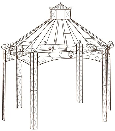 Brokky Padiglione da Giardino Marrone Anticato 400x258x378 cm in Ferro-Padiglione da Giardino in Metallo per Rose,Sostegno per Piante Rampicanti