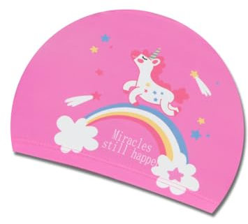 CPJJ Cuffie piscina tessuto, Ccuffia piscina bambina, cuffia piscina bambino, cuffie piscina bambini, cuffia piscina donna, cuffia piscina neonato, Motivo Unicorno