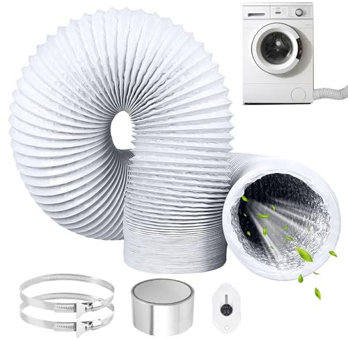 ComPDCVD Blanc Tuyau d'évacuation 125 mm x 6 m Tuyau D'évacuation D'air Gaine Ventilation en Aluminium avec 2 Colliers de Serrage en Acier pour Climatisation Déshumidificateur Extracteur