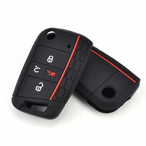 XEBRAD Silikon-Schutzhülle for Autofernbedienung mit 4 Tasten, for VW, for Polo, for Golf, 7 MK7, Atlas 2016–2020, for Skoda, for Octavia, A7 Autoschlüsselgehäuse