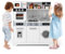 HOMASIS Cucina per Bambini in Legno, Cucinetta per Bambini con Luce e Suono, Cucina Giocattolo con Lavello, Forno, Lavatrice, Microonde, Macchina da Caffè, per Bambini da 3+ Anni, 80 x 31,5 x 89 cm