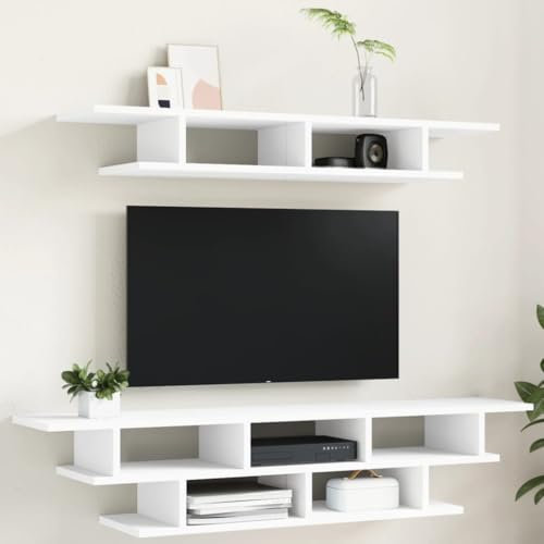 NQJIBUE Home Garden,TV Wall Units White Engineered Wood