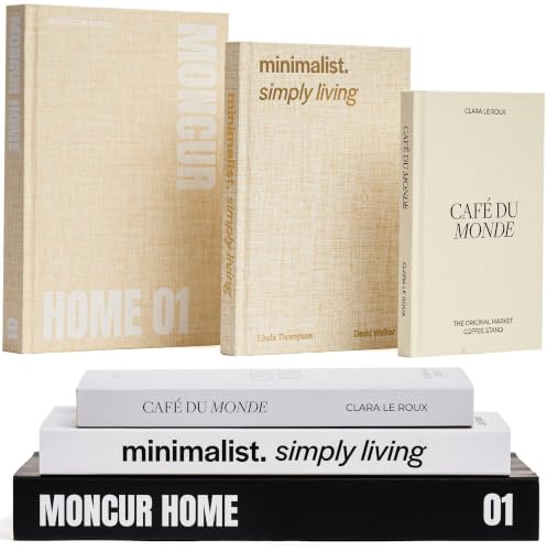 Dekorative Couchtischbücher 3er Set - Neutrale Wohnkultur Beige Hardcover mit abnehmbarem schwarz-weißem Einband, echte leere Seiten, moderne Raumdekoration, ästhetische Kunstbücher für Regal & Tisch