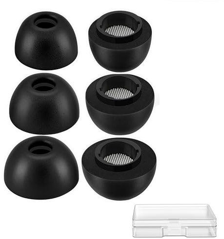 Rhinenet Ear Tips for Samsung Galaxy Buds3 Pro (Fits Charging Case) Compact Case, Ultra Comfort Noise Cancelling Replacement Tips for Samsung Galaxy Buds Pro 3 (Memory Foam Black, S+M+L)