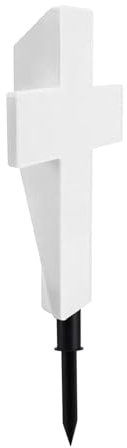 Fenteer Weißer Gartenkreuz -Pfahl -Dekor Gebet Lampe Ostern wasserdichte Solarbeleuchtung Grabgarten Pfahl Licht für Grab im Freien