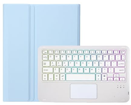 JZCZMCE Tastatur Hülle für Xiaomi Mi Pad 6/6 Pro 11 2023 Tablet, 7 Farbige Beleuchtung, Abnehmbare Kabellose Tastatur mit Multi-Touch Trackpad,Blau