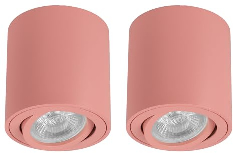 LED Deckenspots 2er Set – Schwenkbare Aufbaustrahler Rund in Rosa Matt – Deckenleuchten 230V mit GU10 Fassung aus Aluminium