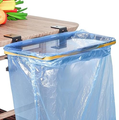 Yallmie Bin Bag Holder, Hanging Trash Bag Holder Portable Hanging Garbage Bag Holder Wall Mounted, Trash Bag Rack Outdoor Trash Can Bracket for Kitchens, Cupboards, Gardens, Outdoor Camping