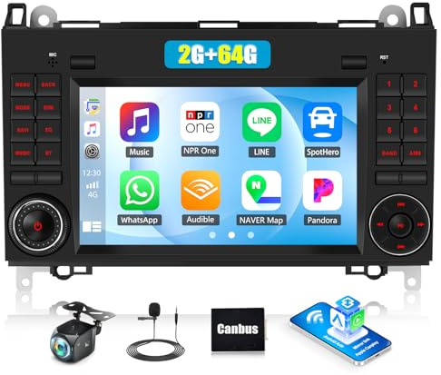 2G+64G Android 15 GOHHDL Autoradio Navi für Mercedes Vito W639 Sprinter W906 A-Klasse W169 B-Klasse W245 mit Carplay Android Auto, 7 Zoll Radio mit GPS BT DSP WiFi FM RDS Rückfahrkamera & MIC