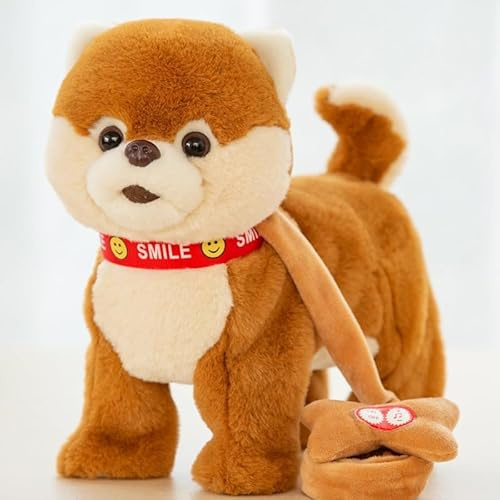 WaaYb Corgi Caminante, ladra, Canta, Baila y Mueve la Cola. Juguete Musical con Correa para Perros. Peluche Interactivo para niños y niñas Brown