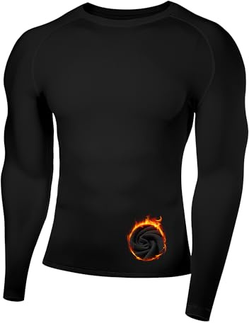 Runhit Thermoshirt Herren Winter Thermo Oberteil Langarm Thermounterwäsche Funktionsunterwäsche Atmungsaktiv Thermounterhemd Skiunterwäsche Männer Warme Unterwäsche für Sport Fitness Ski