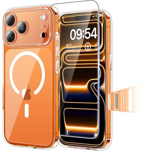 TAURI für iPhone 17 Pro Max Hülle 6,9 mit Schutzfolie - Durchsichtig | Kompatibel mit MagSafe, mit Kamerasteuerung, Vollständiger Kameraschutz, Stoßfest Magnetisch Handyhülle
