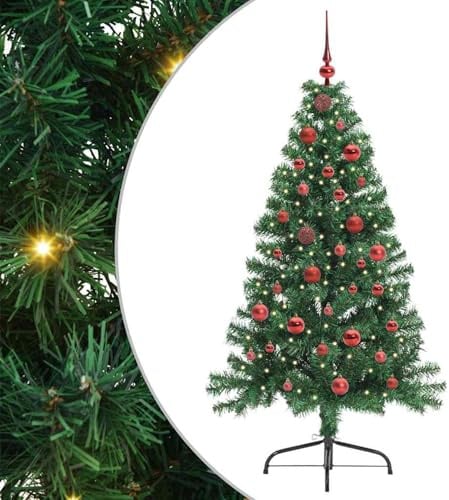 Gecheer Albero di Natale artificiale con luci integrate, albero natale pre lit, albero natale led, 150 cm, verde, per decorazioni natalizie interne o esterne