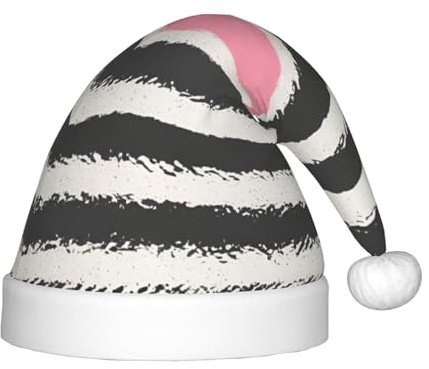 PUYhgb Weihnachtsmütze mit roten und grauen Streifen, Unisex, Weihnachtsmütze, ideal für Weihnachten, Cosplay