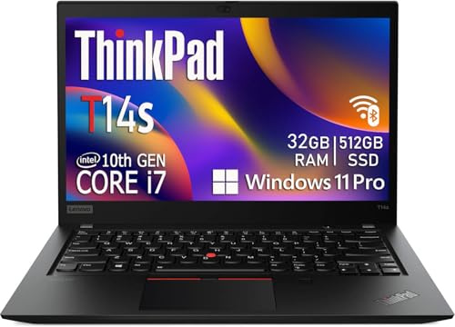 Lenovo ThinkPad T14s Gen 1 Business Laptop, 14 Zoll FHD (1920x1080), Intel Core i7-10610U, 32 GB RAM, 512 GB SSD, Japanische QWERTY Tastatur, Windows 11 Pro (Generalüberholt)