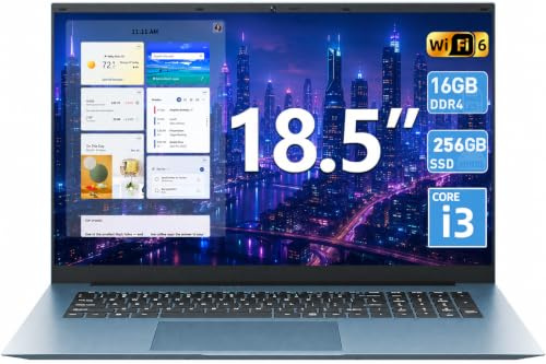 MELIUNA 18.5 Zoll Laptop 16GB RAM 256GB ROM, AI-Unterstützung Notebook Core i3, 8000mAh Akku, Wins 11, WiFi 6, FHD Display, 180° Betrachtungswinkel, HDMI, Vollfunktions Type-C