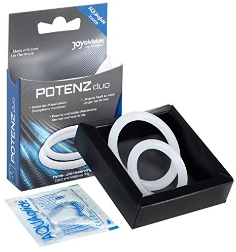 JOYDIVISION POTENZduo Transparent, Size M, Penis Ring Made of Medical Silicone, Potency Ring, Love-Toys