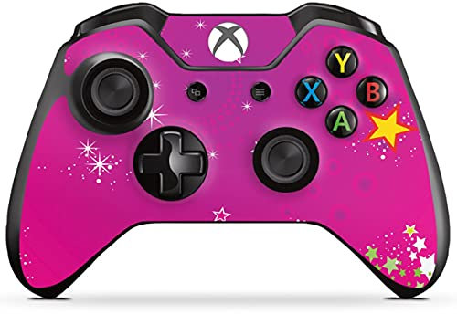 DeinDesign Skin kompatibel mit Microsoft Xbox One Controller Folie Sticker Sterne pink Glitzer Look