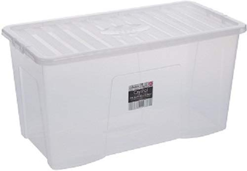 JMS we create smile 110 Litre Extra Large Clear Plastic Storage Box with Clear Lid - Pack of 3