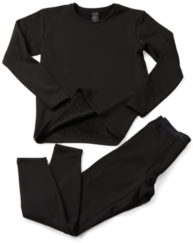 LAPASA Herren Innenfleece Thermounterwäsche Set, Thermounterhemd & Thermohosen Funktionsunterwäsche M24, Schwarz (Extra warm), XL