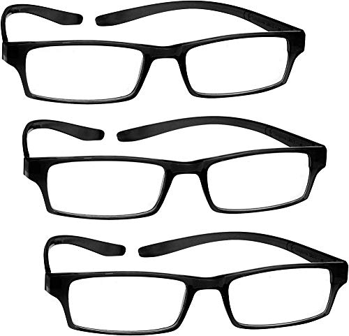 The Reading Glasses Company Die Lesebrille Unternehmen Schwarz Nacken-Leser Wert 3er-Pack Herren Damen Federscharniere RRR20-1 +1,50