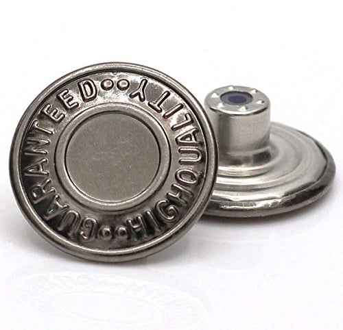 GHQ knöpfe für Jeans, Jeans, Jacken, 20 mm, ohne Nähen, 12 Sets, Gun black