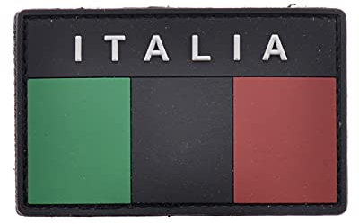 LA PATCHERIA Patch Bandiera Italia 8x5cm - Patch 100% Gomma con Velcro® originale Velcro® Brand Hook Cucito sul Retro - 3D alta definizione - per Decorare Giacche, Zaini, Uniformi