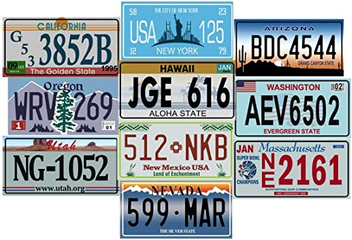 - Lot von 10 US-Autokennzeichen aus Metall - Repliken von echten amerikanischen Kennzeichen (V1)