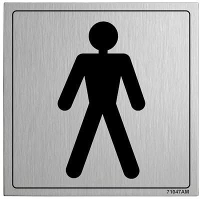 V Safety General Door-Gents Toilet Sign - 150mm x 150mm - 3mm Brushed Alu Comp