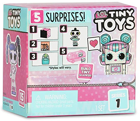 L.O.L. Surprise!, Tiny Toys – Set mit 5 Überraschungen, darunter 1 Tiny 1,5 cm, Zubehör, Glamperstück, Überraschungswasser-Funktion, zufällige Modelle zum Sammeln, Spielzeug für Kinder ab 3 Jahren,