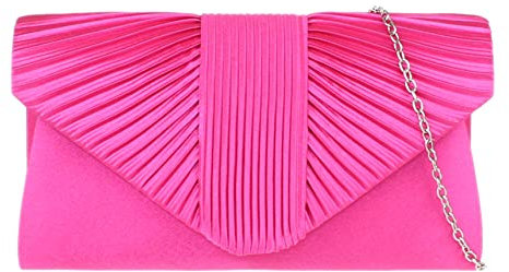 Girly Handbags Womens Pleated Satin Clutch Bag - Fuchsia