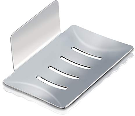 HONZUEN Selbstklebende Seifenhalter, Seifenhalter ohne Bohren Edelstahl, Bad Küche Balkon Seifenschale Seifenhalter für Aufbewahrung von Seifenschwamm Bürste(Silber)