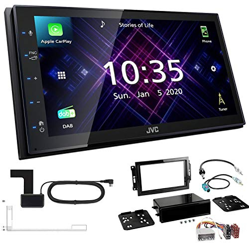 JVC KW-M565DBT 2-DIN Autoradio mit DAB Antenne passend für Jeep Commander, Compass 2006-2010 schwarz