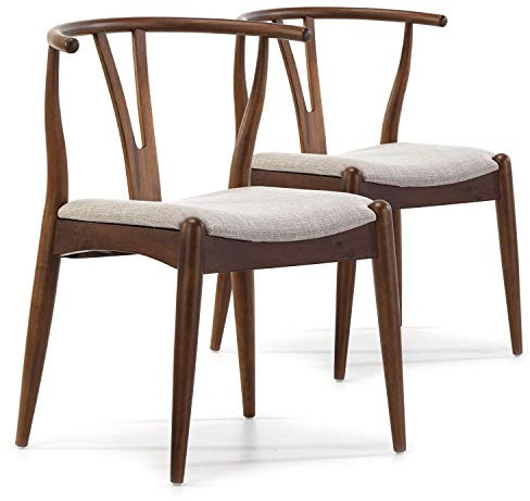 VS Venta-stock Pack 2 sillas Rustic Color Nogal, Madera Maciza, 55 cm (Largo) 54,5 cm (Profundo) 76 cm (Alto)