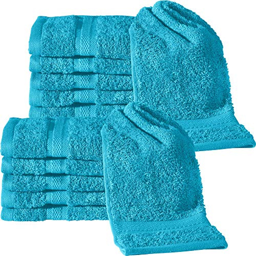 REDBEST Gästetuch 12er-Pack Chicago türkis Größe 30x50 cm - saugstark, strapazierfähig, ideal für Reisen, Sport (weitere Farben)