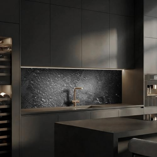 dedeco Küchenrückwand Beton V4 240x60cm Aluminium 3mm UV glänzend | Wasserfeste Küchenrückwand, Alu-Verbundplatte, UV-Lack glänzend – fugenloser Fliesenersatz, Spritzschutz für Herd & Spüle